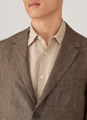 Men's Linen Blazer in Dark Walnut