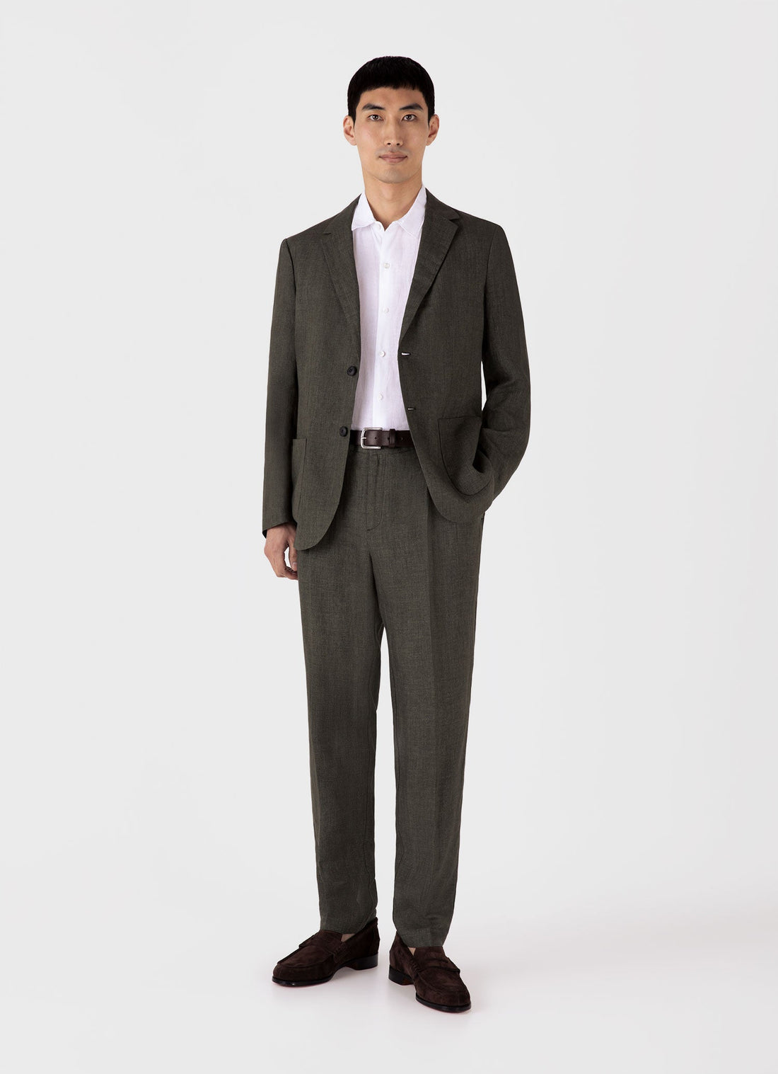 Men's Linen Blazer in Hunter Green