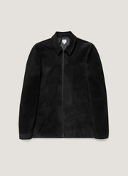 Men's Suede Harrington Jacket in Black
