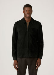 Men's Suede Harrington Jacket in Black