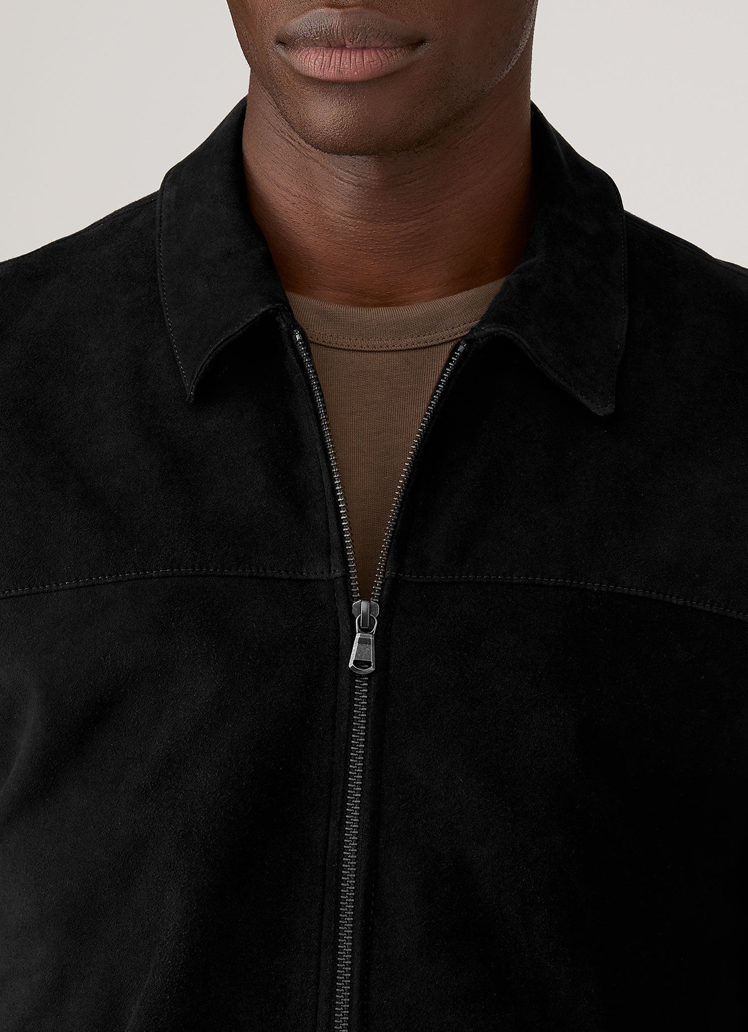 Men's Suede Harrington Jacket in Black