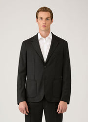 Men's Lightweight Travel Wool Blazer in Dark Charcoal Melange
