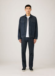 Men's Japanese Denim Trucker Jacket in Rinse Wash Denim