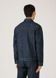 Men's Japanese Denim Jacket in Rinse Wash Denim