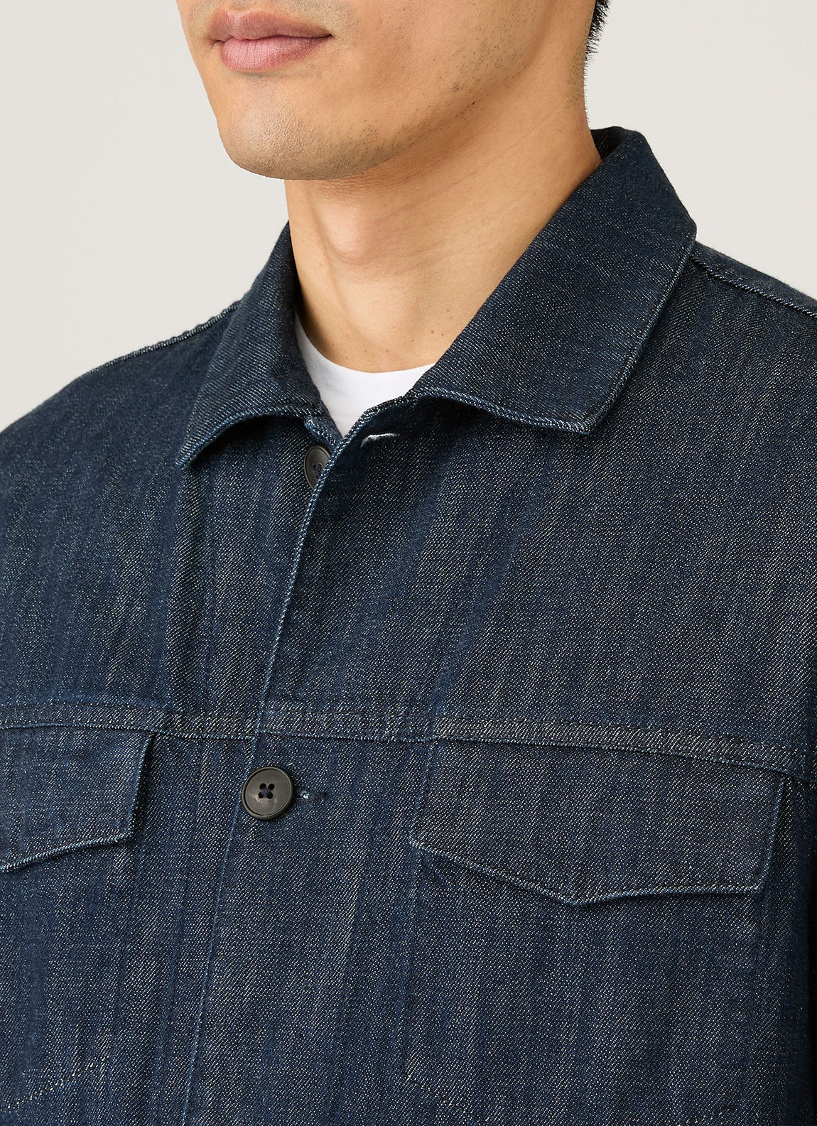Men's Japanese Denim Jacket in Rinse Wash Denim