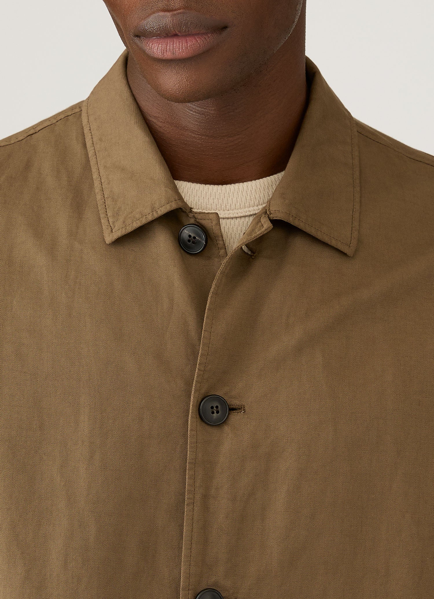 Men's Cotton Linen Jacket in Dark Cedar