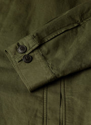 Men's Cotton Linen Jacket in Deep Olive