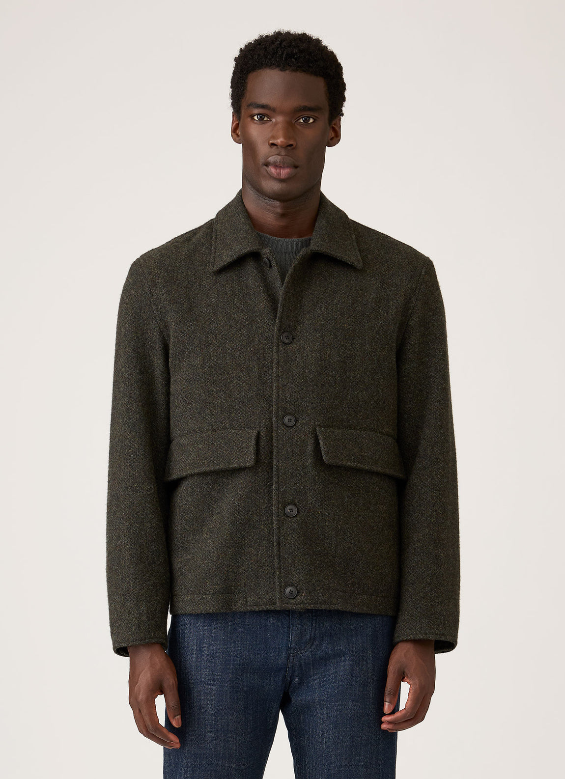 Men's Tweed Field Jacket in Loden Green