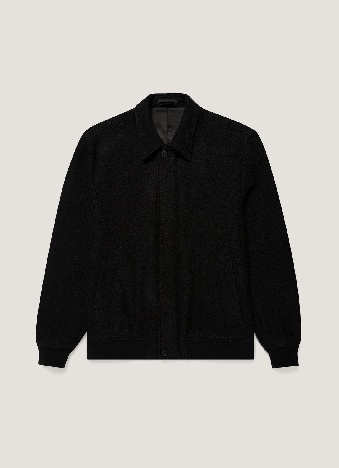 Men's Heavy Boiled Wool Jersey Bomber in Navy