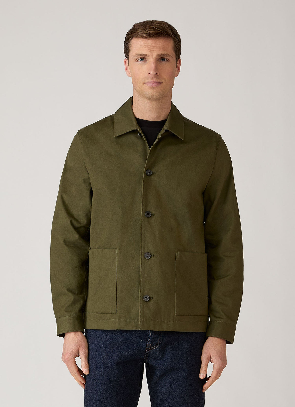 Men's Cotton Drill Chore Jacket in Loden Green