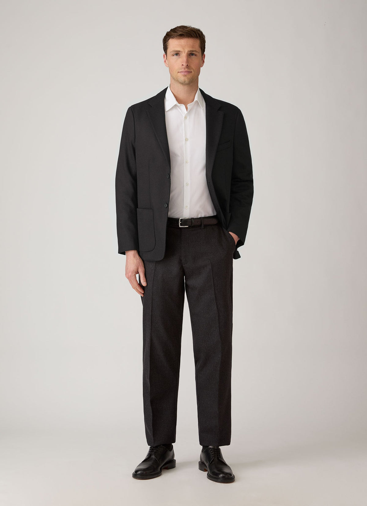 Men's Wool Cashmere Flannel Blazer in Charcoal Melange