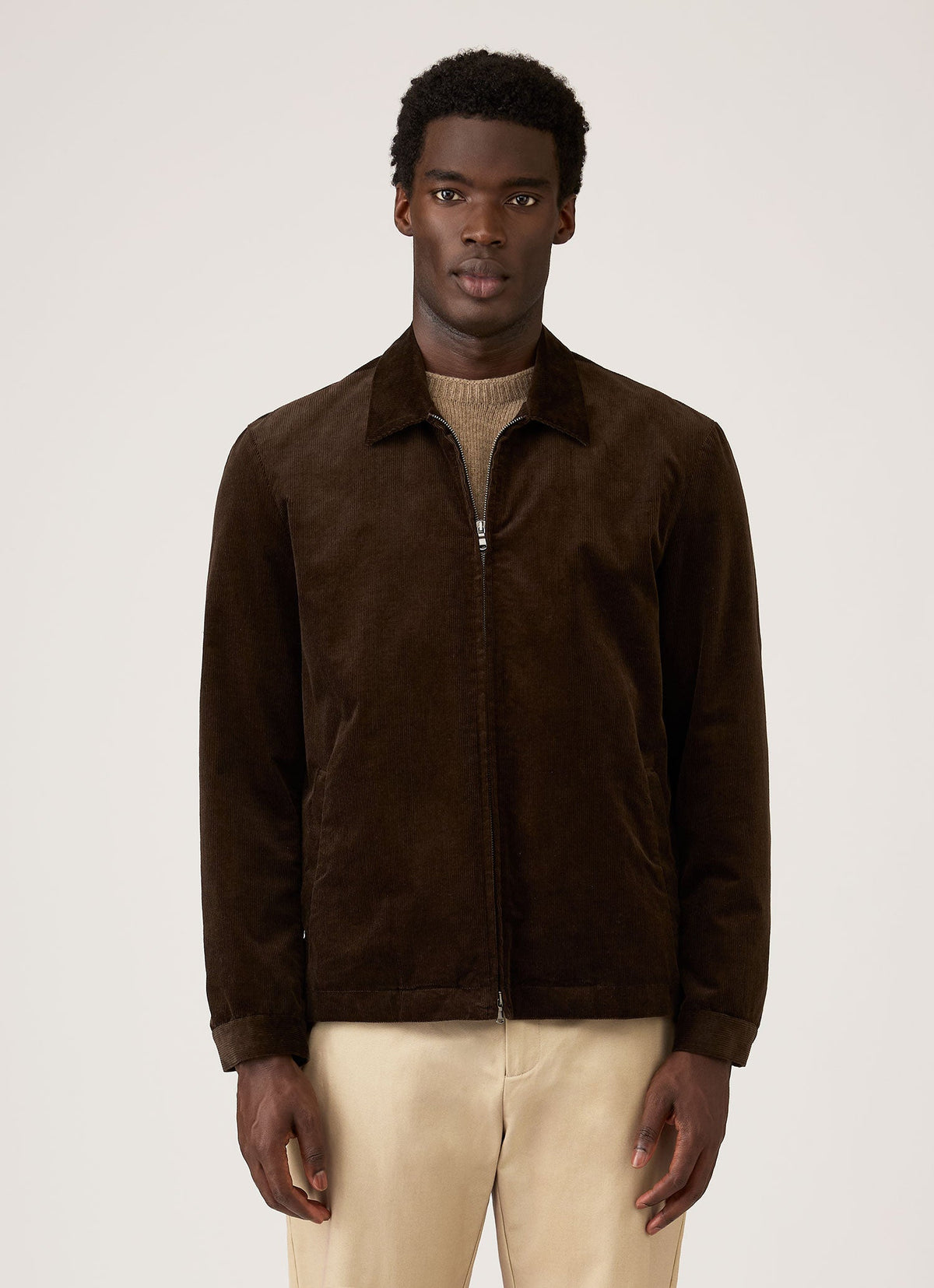 Men's Corduroy Harrington Jacket in Dark Chocolate
