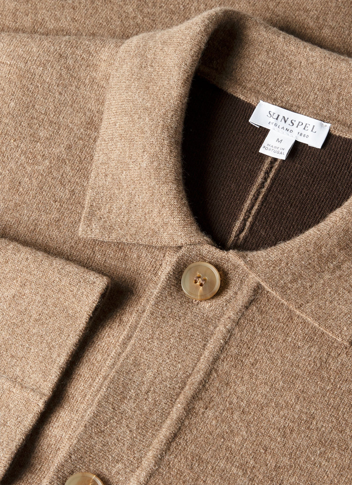 Men's Merino Cotton Double Faced Jacket in Dark Beige