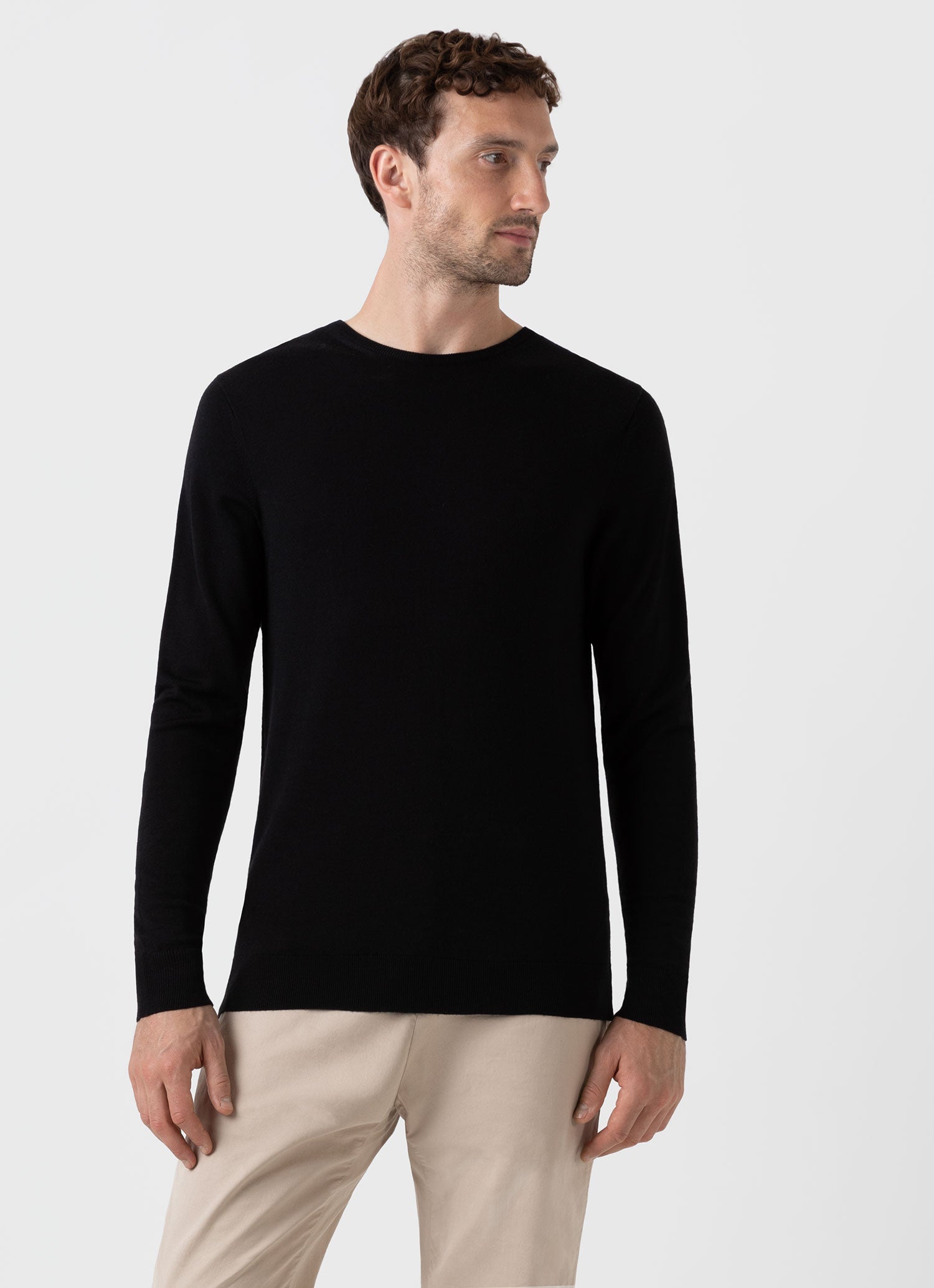 Men's Extra-Fine Merino Crew Neck in Black