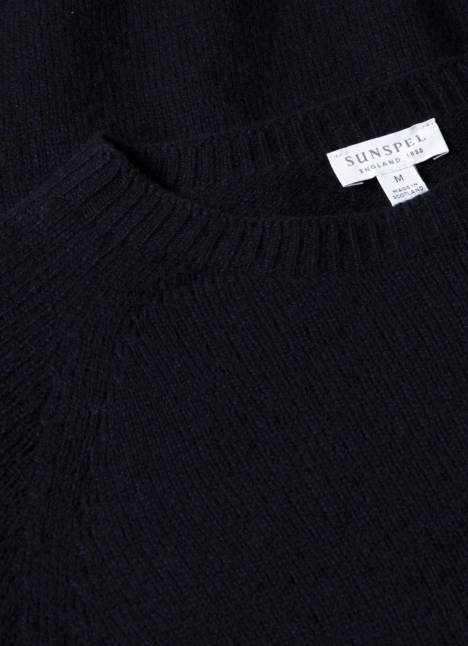 Men's Lambswool Crew Neck Jumper in Dark Navy Mouline