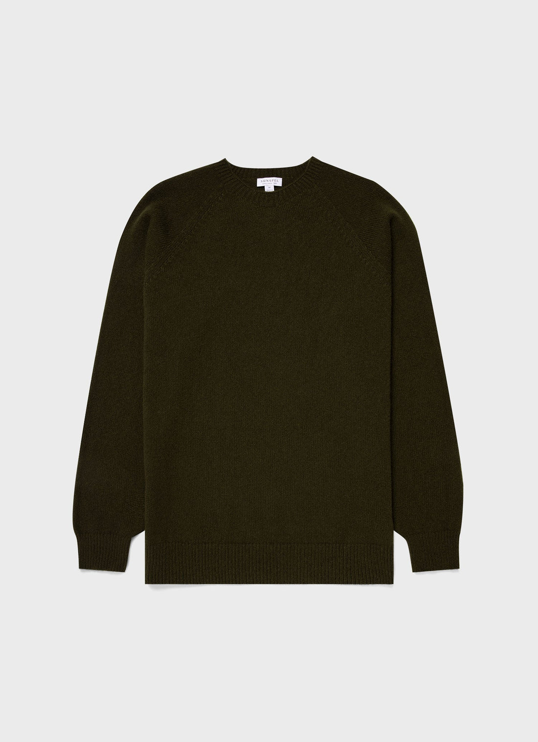 Men's Lambswool Crew Neck Jumper in Dark Olive