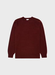 Men's Lambswool Crew Neck Jumper in Port