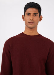 Men's Lambswool Crew Neck Jumper in Port