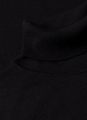 Men's Extra-Fine Merino Roll Neck in Black