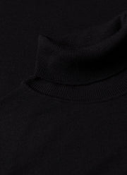 Men's Extra-Fine Merino Roll Neck in Black