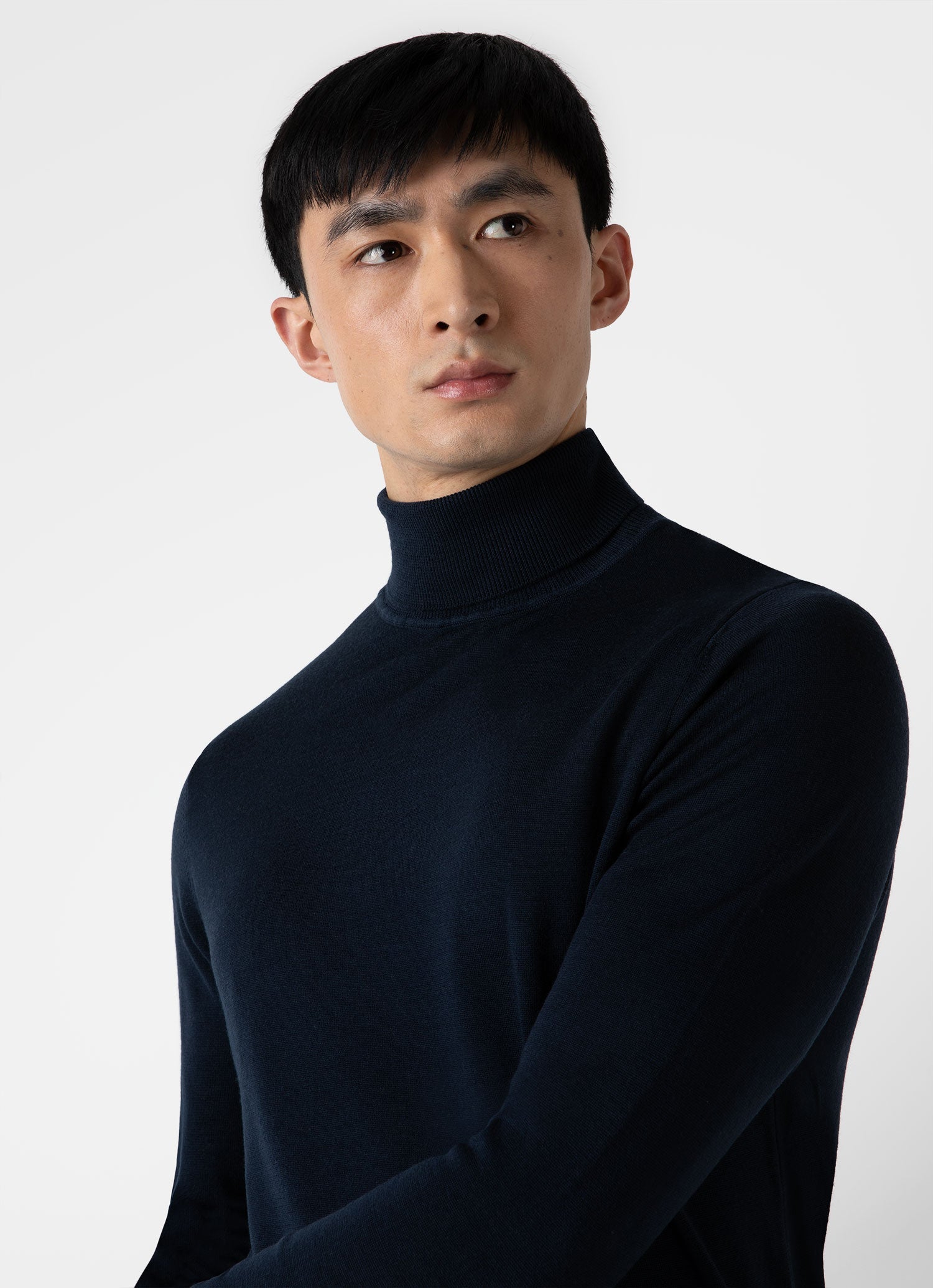 Men's Extra-Fine Merino Roll Neck in Light Navy