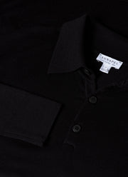 Men's Extra-Fine Merino Polo Shirt in Black