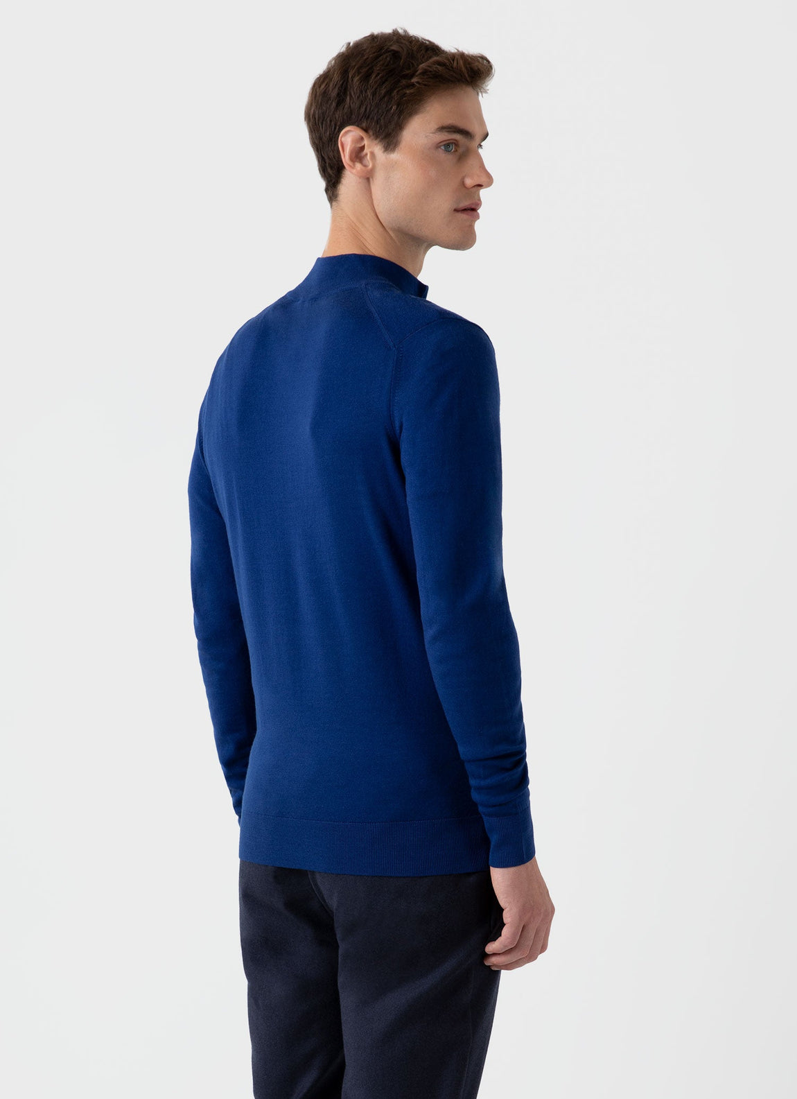 Men's Extra-Fine Merino Zip Neck in Space Blue