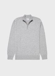 Men's Cashmere Zip Neck Jumper in Grey Melange