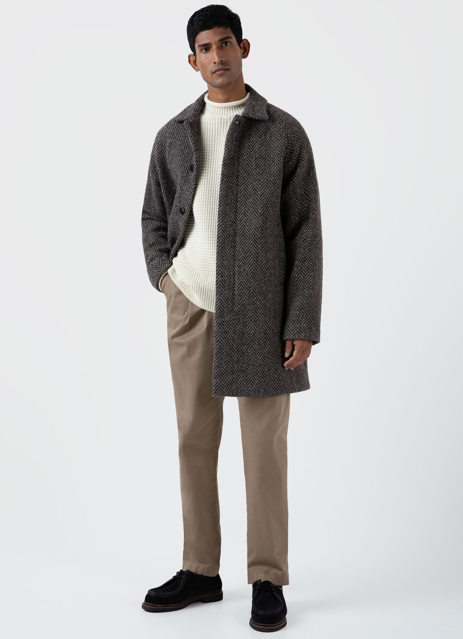 Men's Merino Fisherman Jumper in Ecru