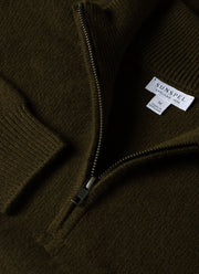 Men's Lambswool Half Zip Jumper in Dark Olive