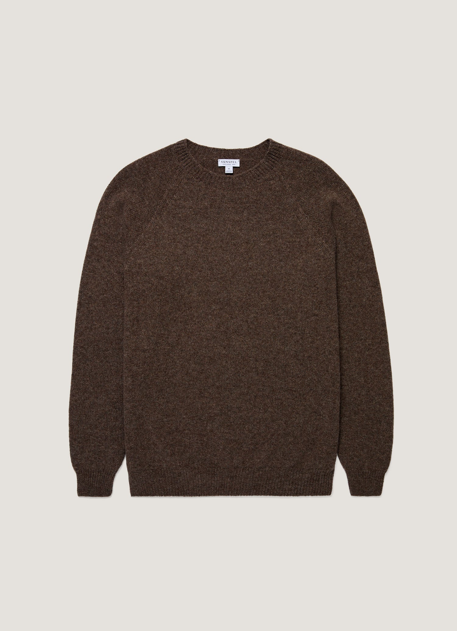 Men's Shetland Crew Neck Jumper in Bark