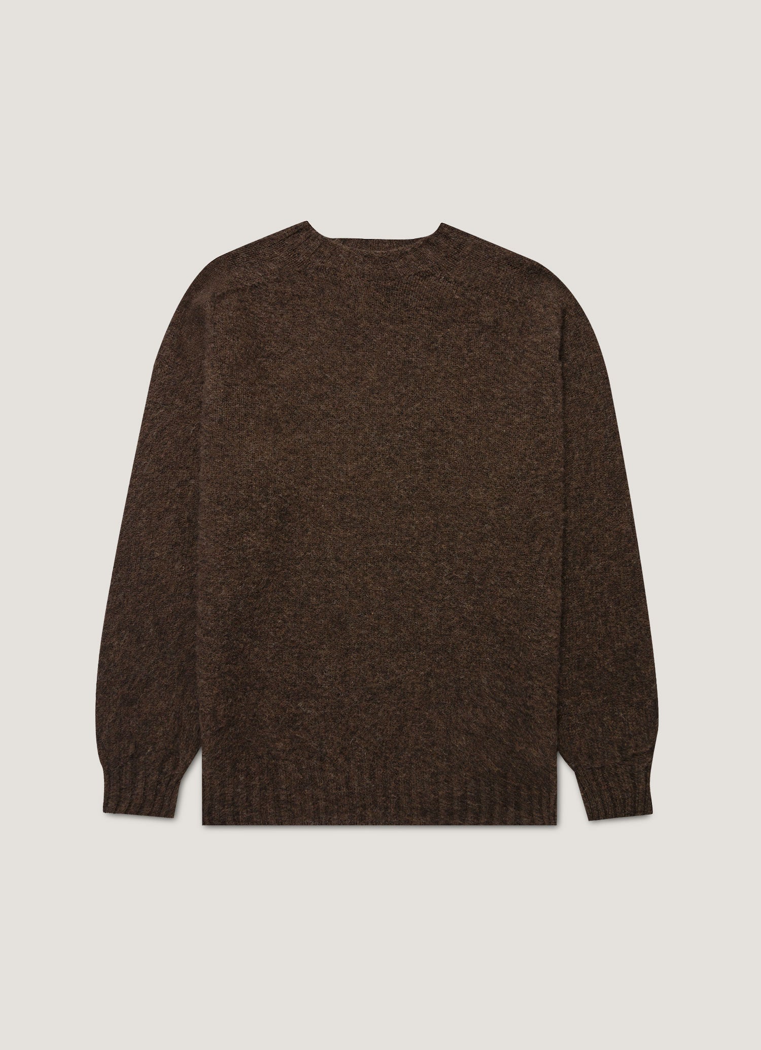 Men's Shetland Crew Neck Jumper in Bark