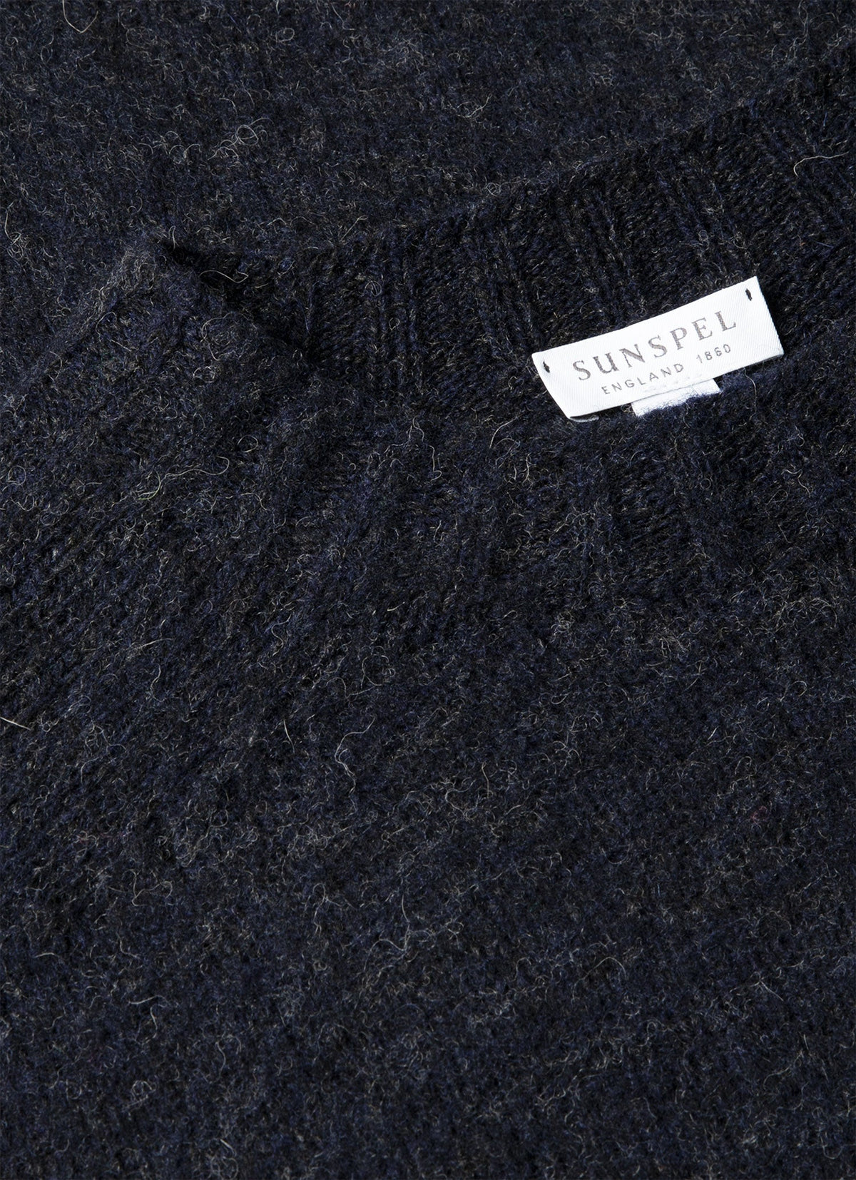 Men's Shetland Crew Neck Jumper in Dark Navy Mouline