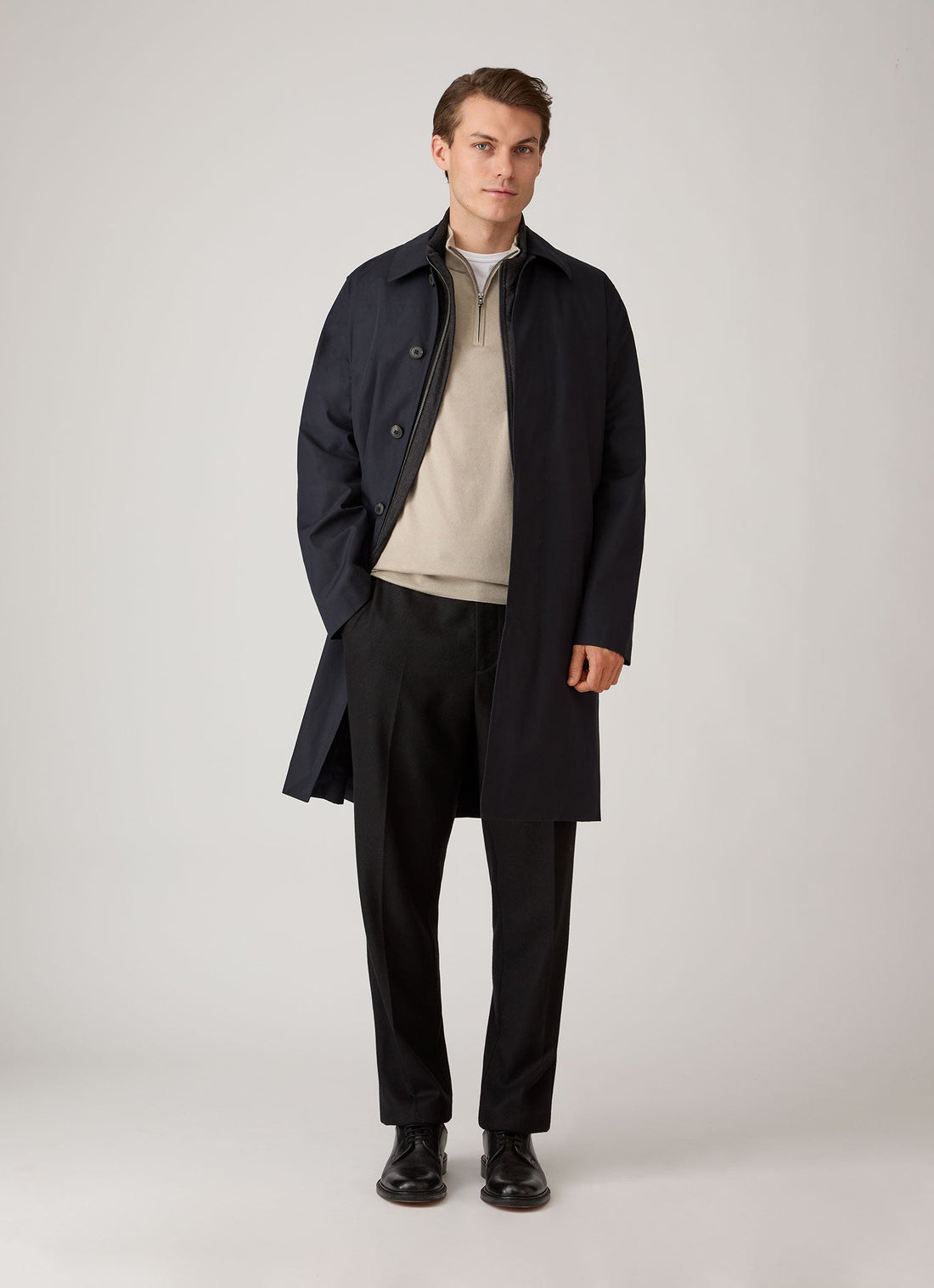 Sea Island Kaschmir Pullover mit halbem Reißverschluss