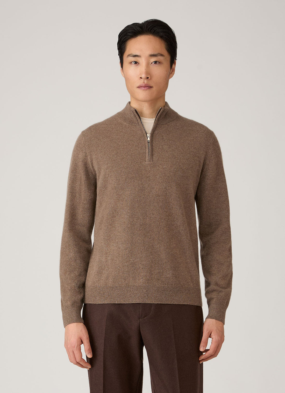 Kaschmir Pullover mit halbem Reißverschluss
