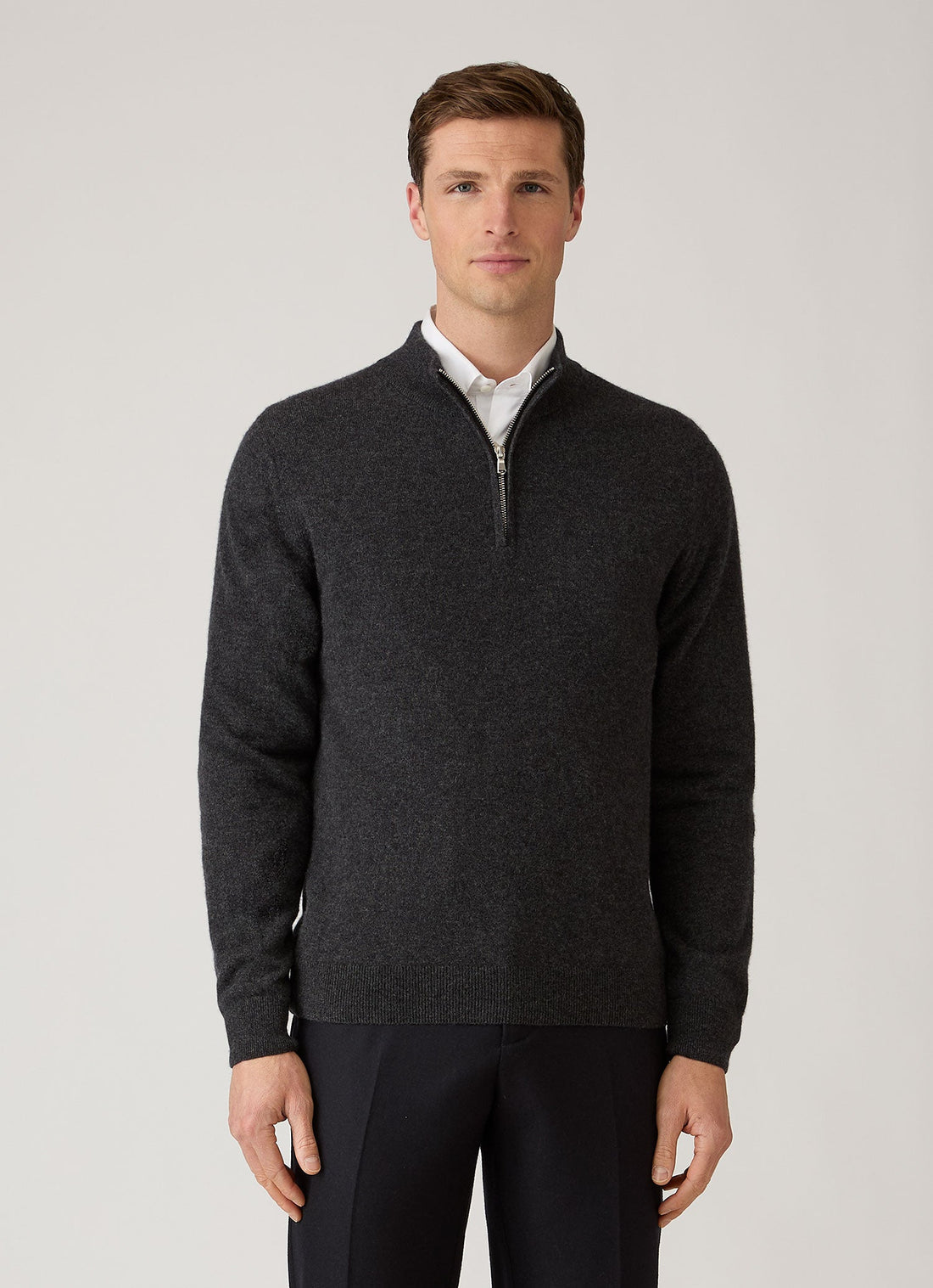 Kaschmir Pullover mit halbem Reißverschluss