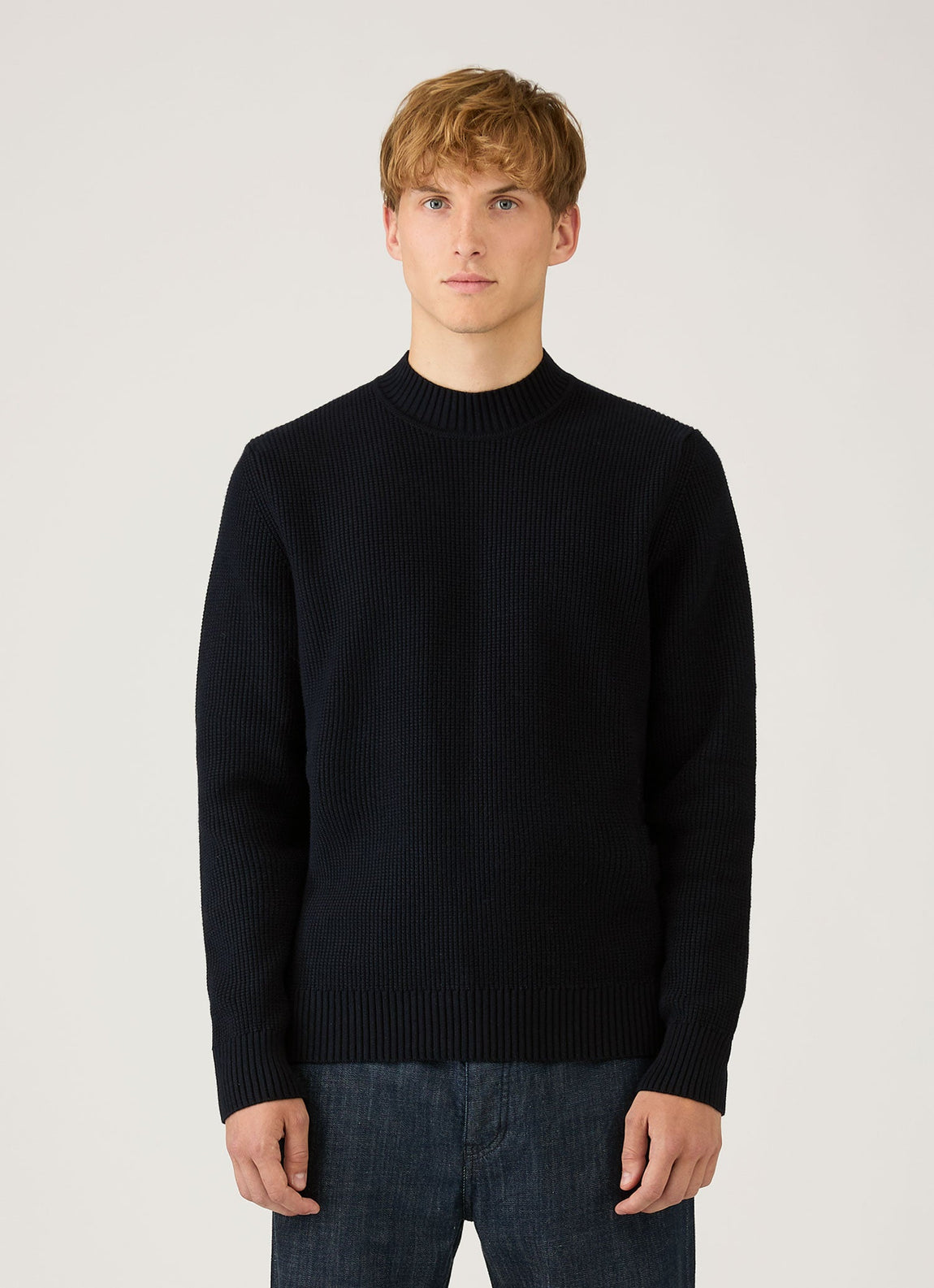 Men's Cotton Crew Neck Jumper in Navy