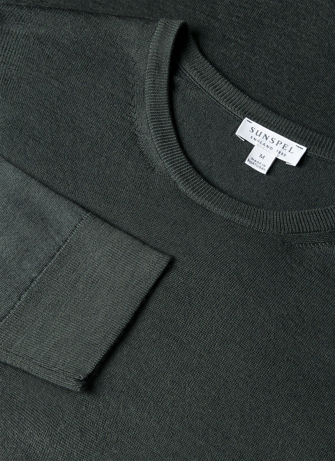 Men's Extra-Fine Merino Crew Neck Jumper in Slate Green