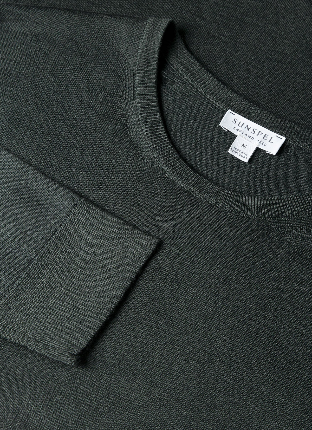 Men's Extra-Fine Merino Crew Neck Jumper in Slate Green