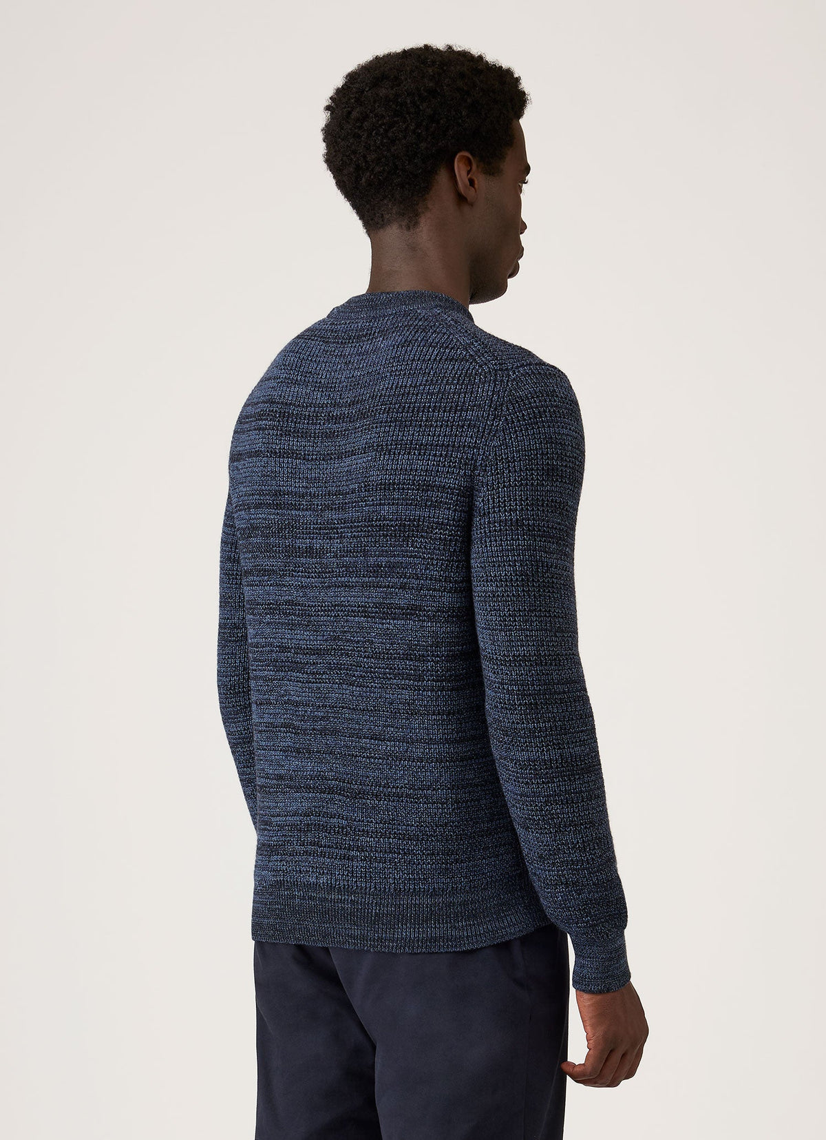 Men's Merino Twisted Stitch Jumper in Navy