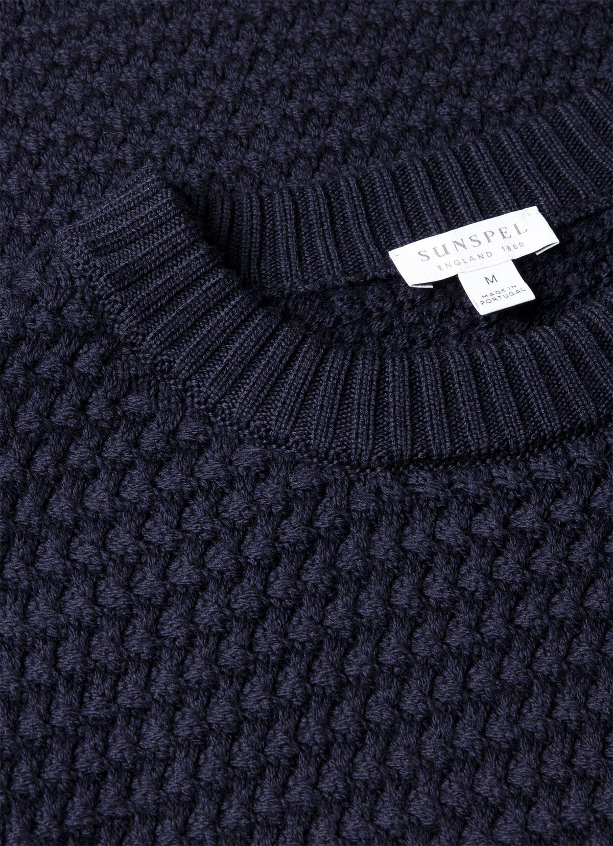 Men's Merino Wool Basketweave Jumper in Navy