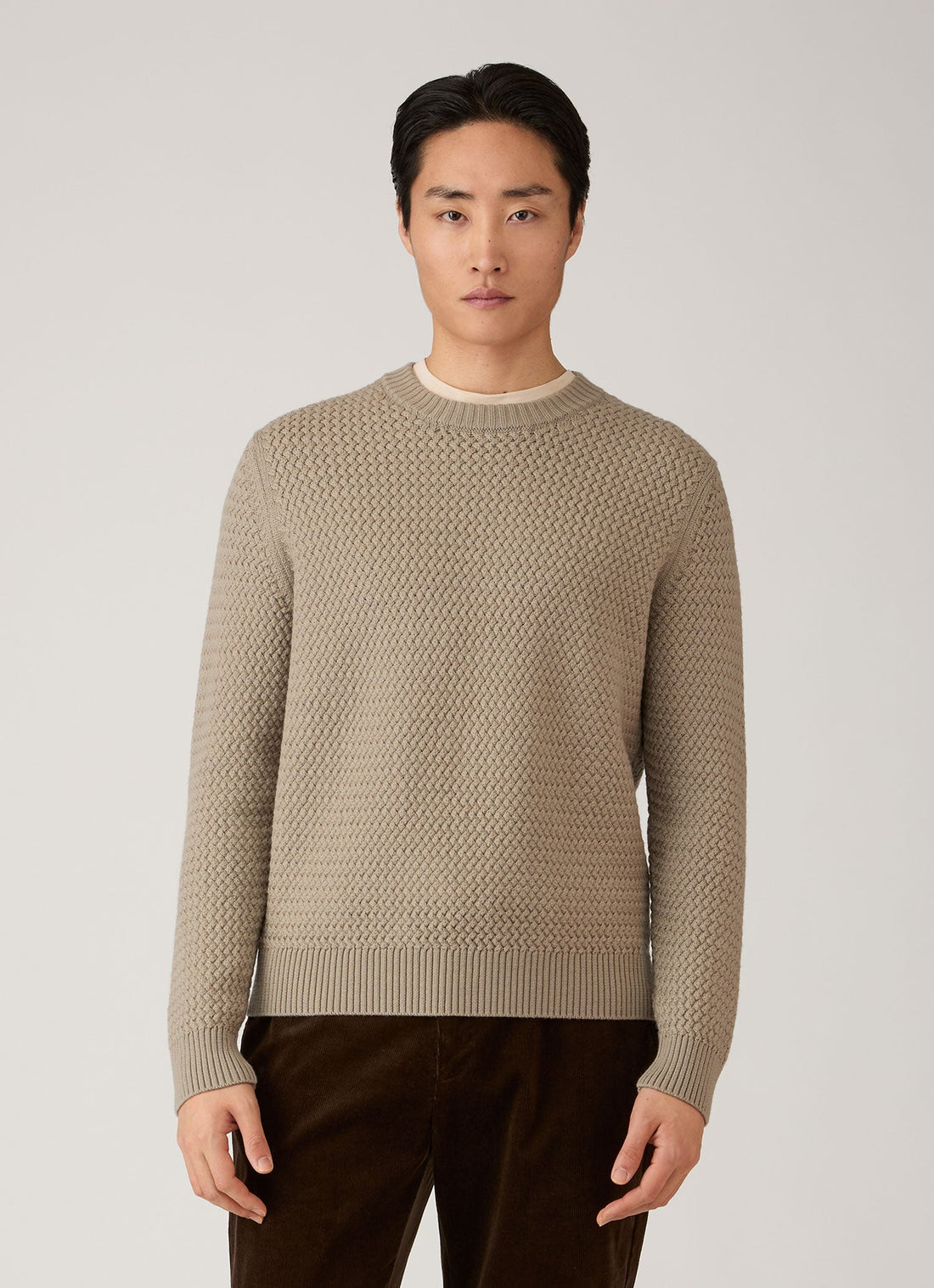 Merinowollpullover mit Korbflechtmuster