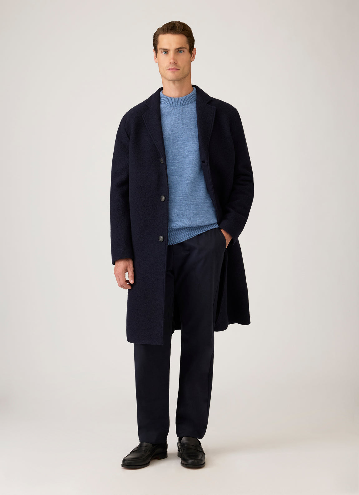 Men's Baby Cashmere Jumper in Powder Blue