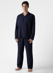 Men's Cotton Flannel Pyjama Shirt in Navy