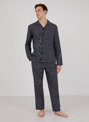 Men's Cotton Flannel Pyjama Shirt in Micro Windowpane Check