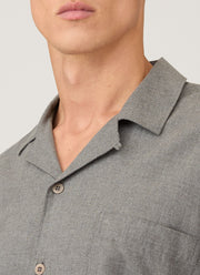 Men's Cotton Flannel Pyjama Shirt in Mid Grey Melange