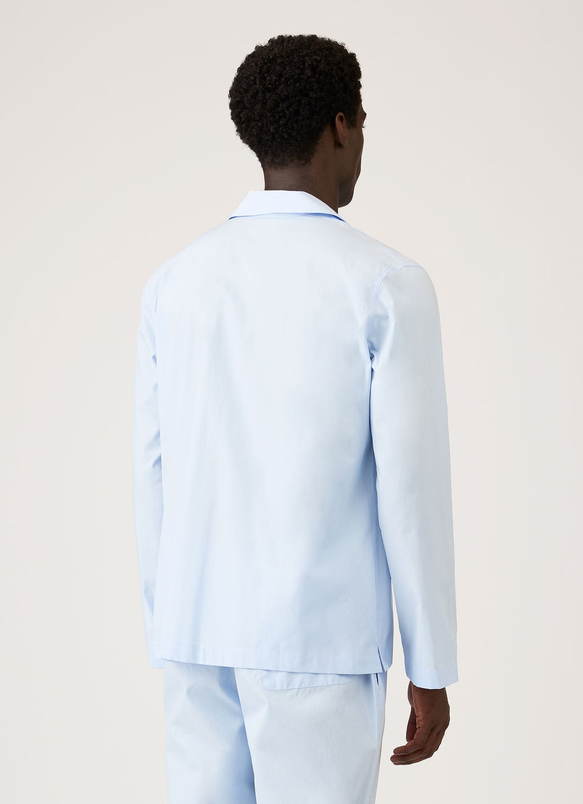 Men's Cotton Poplin Pyjama Shirt in Light Blue