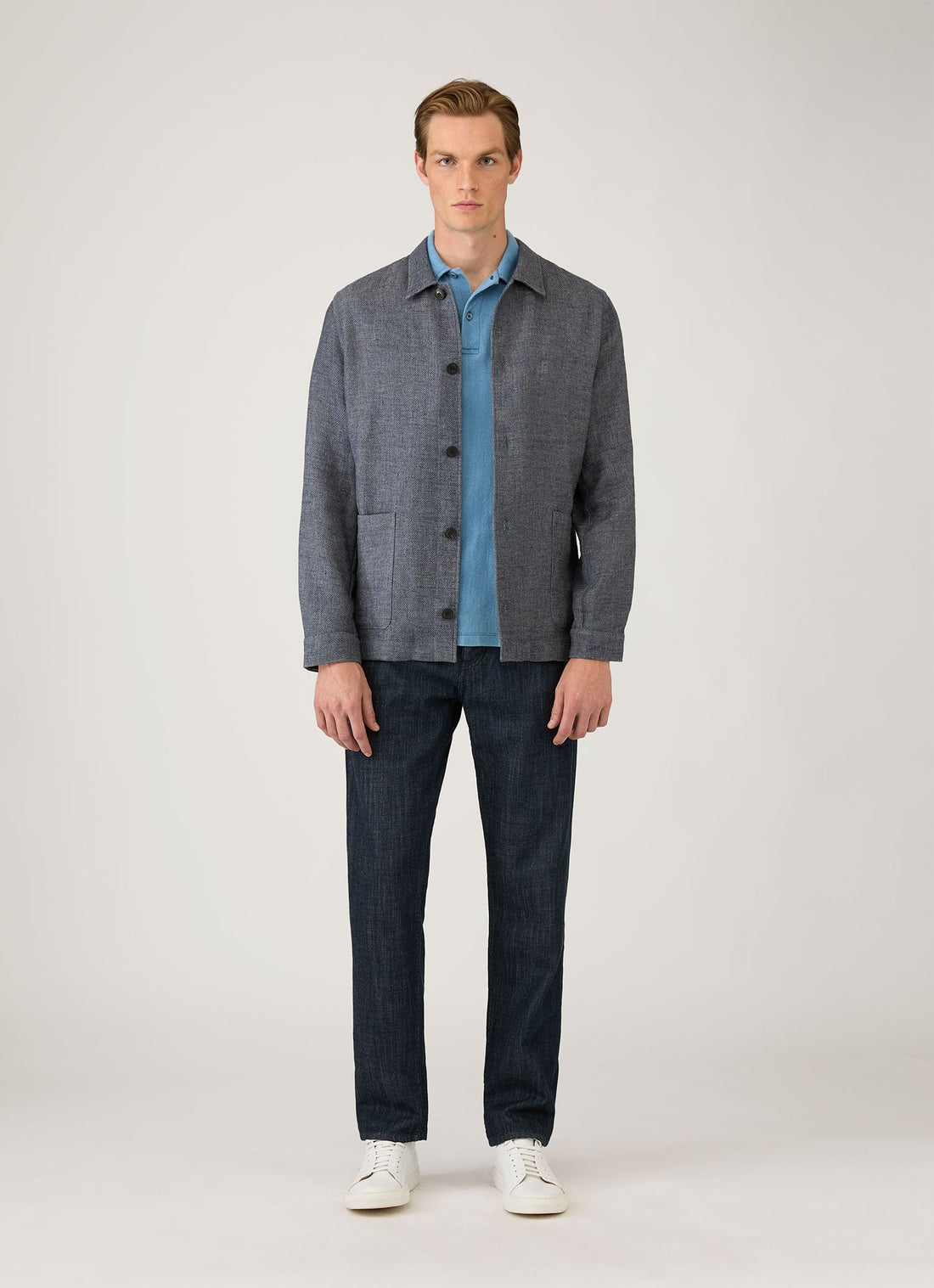 Men's Riviera Polo Shirt in Mid Indigo Wash