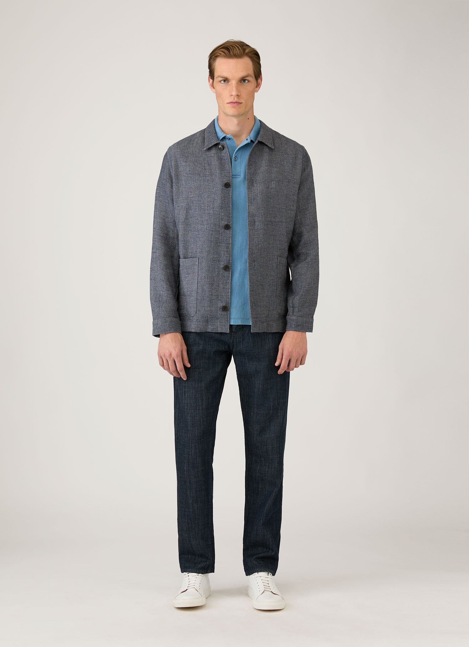 Men's Riviera Polo Shirt in Mid Indigo Wash