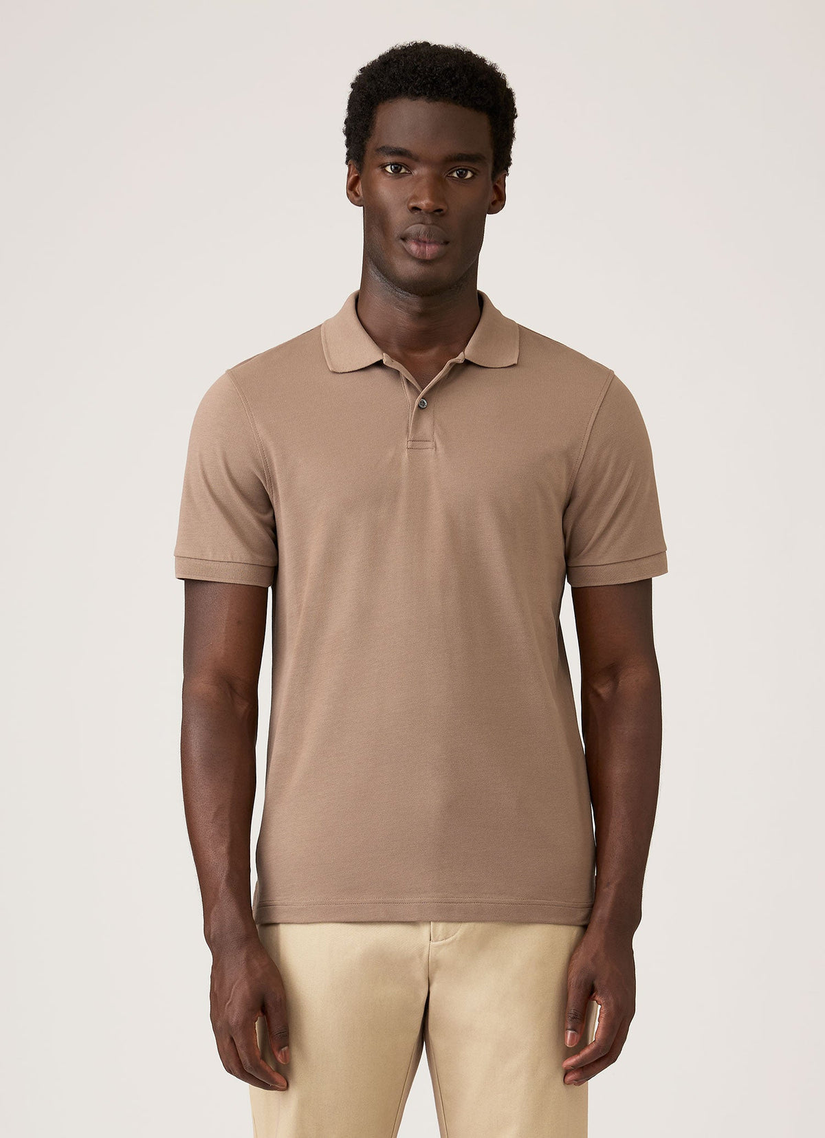 Men's Piqué Polo Shirt in Taupe